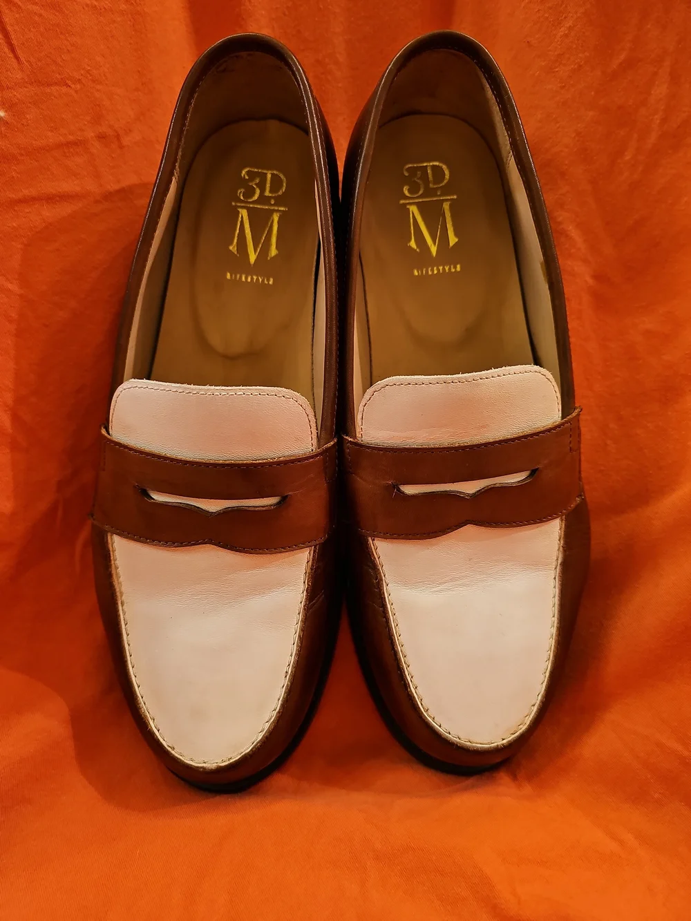 3DM Lifestyle Spectator Penny Loafers Brown White Two Tone